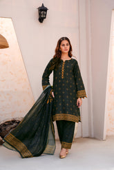 Dark Green Premium Lawn Ready To Wear - 417