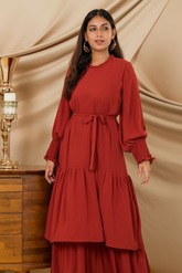 rust long skirt and top set – elegant co-ord outfit for women in Pakistan
