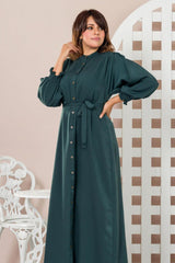 Side view of green casual frock – relaxed fit and simple design for effortless everyday style