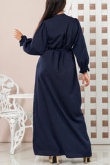 Back view of blue frock dress – classic simple design for casual wear in Pakistan