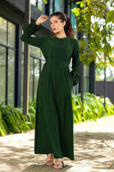 Green Long Maxi With Flare Sleeves - 329
