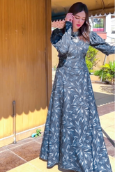 Inari Bluish Gray Floral Maxi - 334