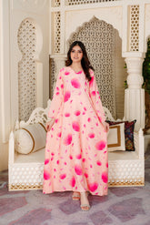 Gemma Pink Floral V-Neck Long Maxi - 360