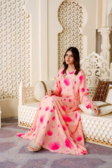 Gemma Pink Floral V-Neck Long Maxi - 360