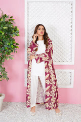 Chiara: Maroon Shrug With Creamy Leaf - 368