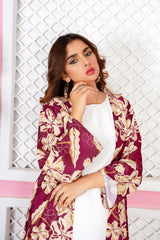 Chiara: Maroon Shrug With Creamy Leaf - 368