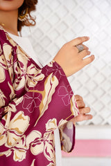 Chiara: Maroon Shrug With Creamy Leaf - 368