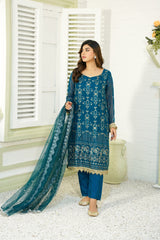 Alice - Teal Green Pure Chiffon Embroidered - 384 - 3PCs