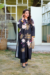 Swayze: Black Floral Long Shirt - 396