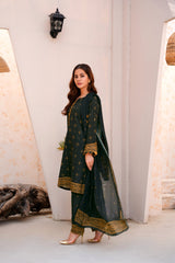 Dark Green Premium Lawn Ready To Wear - 417