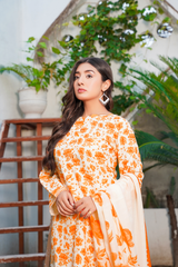 Tia: Yellow Gold Lawn Dress 3PC - 433