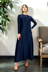 Orla: Navy Blue Plated Maxi With Hand Embellishment - 463