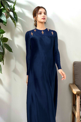 Orla: Navy Blue Plated Maxi With Hand Embellishment - 463