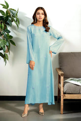 Lyra: Sky Blue Long Dress With Crystal Hand Embellishment - 469