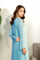 Lyra: Sky Blue Long Dress With Crystal Hand Embellishment - 469