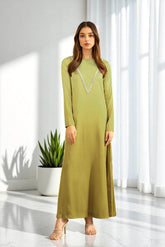 Erato: Pear Green Long Dress With Crystal Hand Embellishment - 472