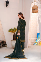 Dark Green Premium Lawn Ready To Wear - 417