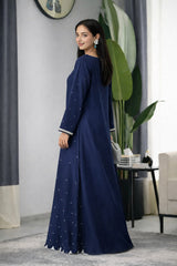 Tatiana: Navy Blue Color Dress With Hand Embroidered - 504