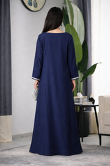Tatiana: Navy Blue Color Dress With Hand Embroidered - 504