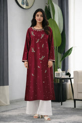 Keres: Maroon Color Dress With Hand Embroidered - 505