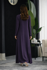 Oriana: Purple Dress With Hand Embroidered - 509