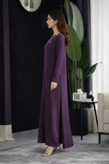 Oriana: Purple Dress With Hand Embroidered - 509