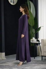 Oriana: Purple Dress With Hand Embroidered - 509