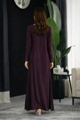Vasiliki : Plum Dress With Hand Embroidered - 510