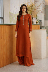 Olympia: Rust Dress With Hand Embroidered - 511