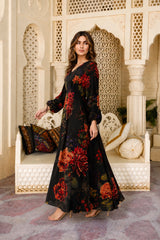 Nika: Black Floral Maxi Dress - 530