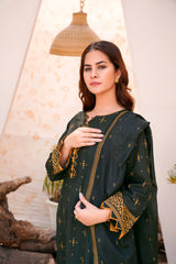 Dark Green Premium Lawn Ready To Wear - 417