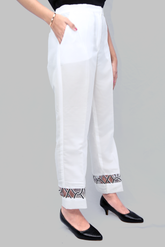 Women's White Pant With Pockets - AT-007-PP