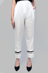 Women's White Pant With Pockets - AT-010-WHT