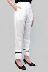 Women's White Pant With Pockets - AT-010-WHT
