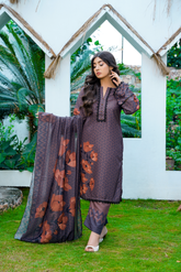 lawn collection 2024 Brown lawn suit 3pc lawn suit in pakistan