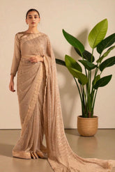 Delia: Champagne Color Premium Silk Saree - 496