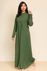 Front Plated Maxi With Long Sleeves - 315