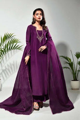 Nyx: Plum Long Dress With Hand Work - 485