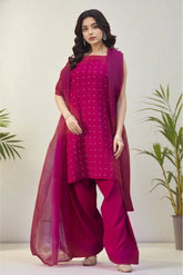 Karisa: Magenta Dress With Stone Work - 489