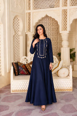 Bernice: Navy Blue Color Dress With Hand Embellishment - 545