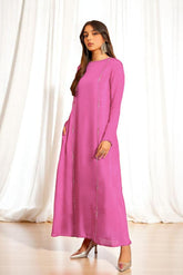 Nykee: Baby Pink Long Dress With Crystal Hand Embellishment - 474