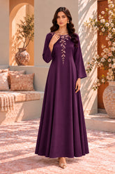Andrine: Plum Color Dress With Hand Embellishment - 549