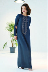 Melina: Teal Blue Dress With Hand Work - 490