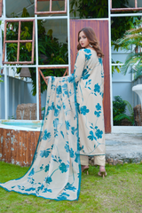 Hiza: Teal Blue And White Long Shirt - 438