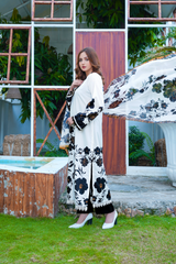 Rosina: Black And White Long Shirt With Laces - 440