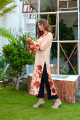 Hyra: Cream And Rust Long Shirt - 436