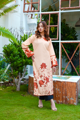 Hyra: Cream And Rust Long Shirt - 436