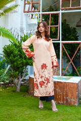 Hyra: Cream And Rust Long Shirt - 436