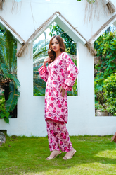 Marya: Red And Pink Color Lawn Dress 2PC - 432