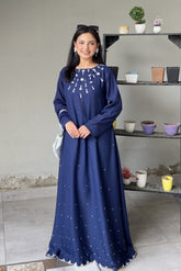Tatiana: Navy Blue Color Dress With Hand Embroidered - 479